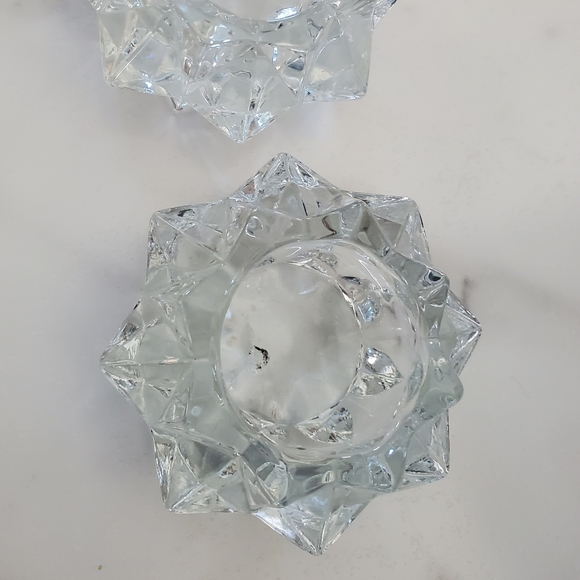 2  Star Burst Glass Votive Tealight Candle Holders - Picture 6 of 12
